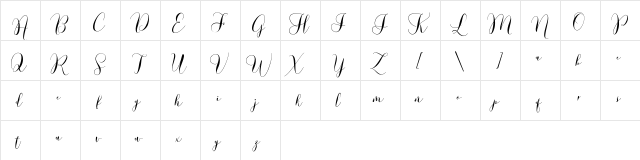 Lovely Dramatis Demo Regular  glyph index