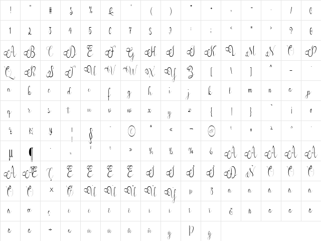 Amidah Regular  glyph index