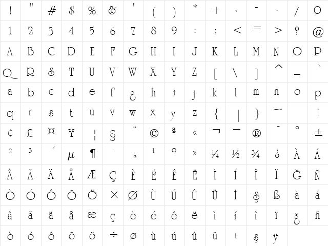 00859 Regular  glyph index