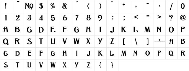 LHF Grant Antique Regular  glyph index