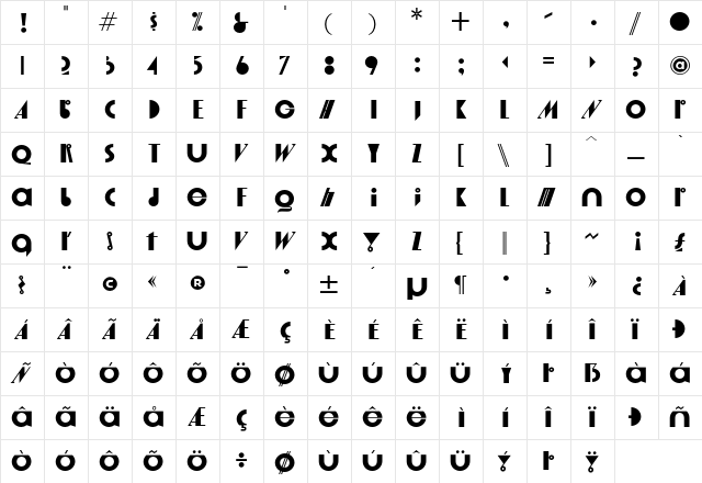 NowGrotesk Regular  glyph index