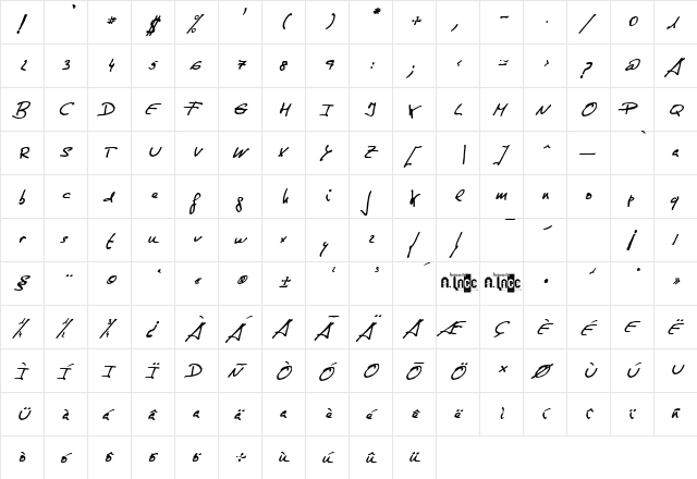 de Manu 1 MediumItalic  glyph index