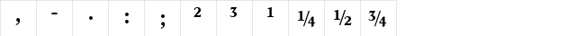 Concorde BE Bold  glyph index