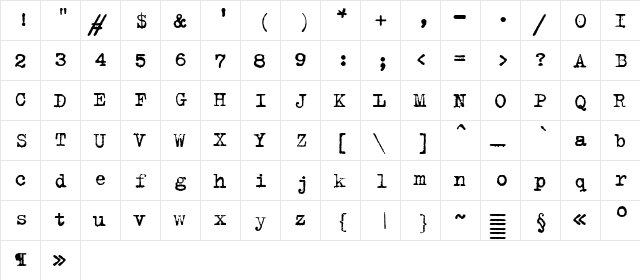 TrixieCyr Plain  glyph index