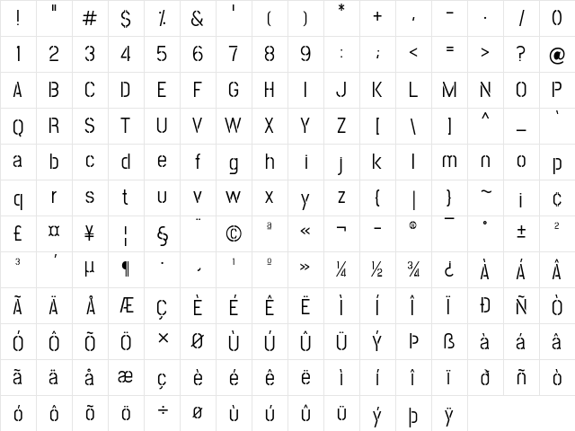 Post No Bills Colombo Medium  glyph index