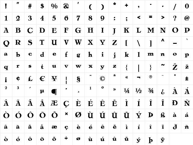 Maple Leaf Rag NF Regular  glyph index