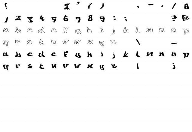 OnTheWall Book  glyph index