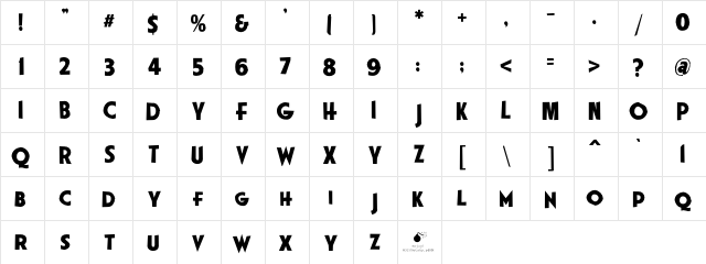 LHF American Sans Poster Regular  glyph index