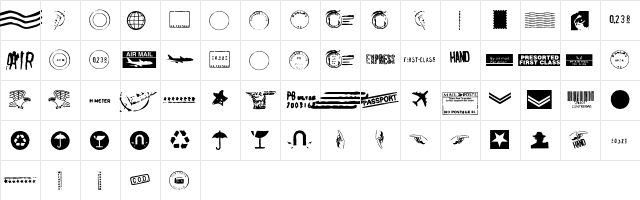 AirMail Postage  glyph index