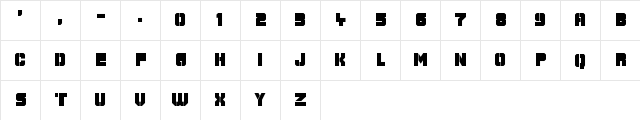 Galaxy Corps Regular  glyph index