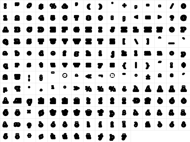 Mince Regular  glyph index