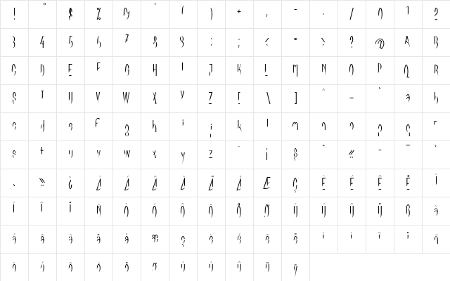 LinotypeFlamingo Regular  glyph index