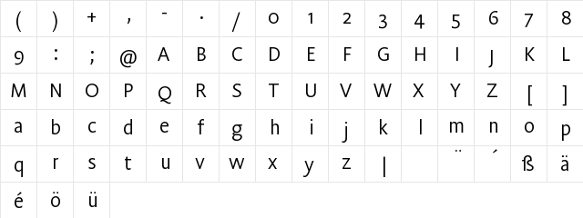 Flex Regular  glyph index