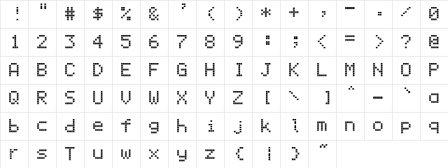 DisplayMonoB Regular  glyph index