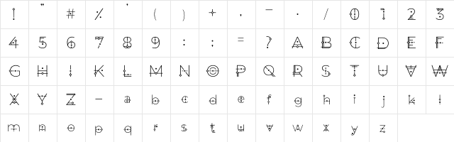 Orion Regular  glyph index
