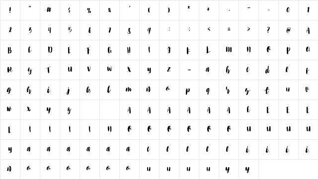 The Black Cats Regular  glyph index