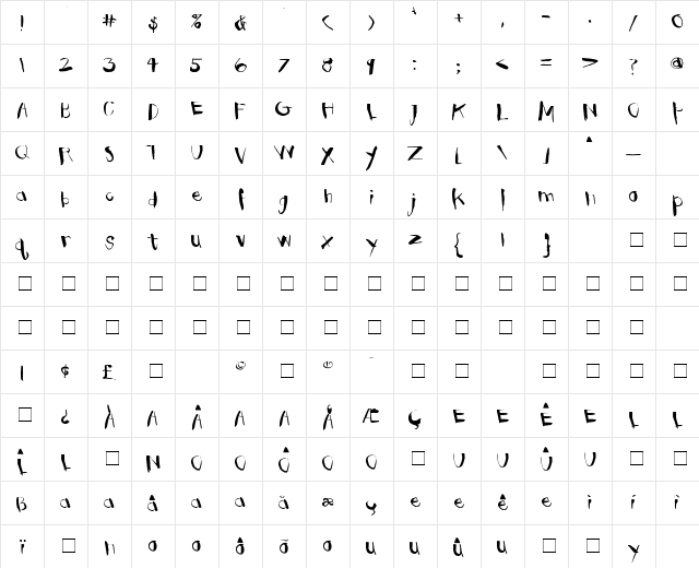 Clubhouse Medium  glyph index