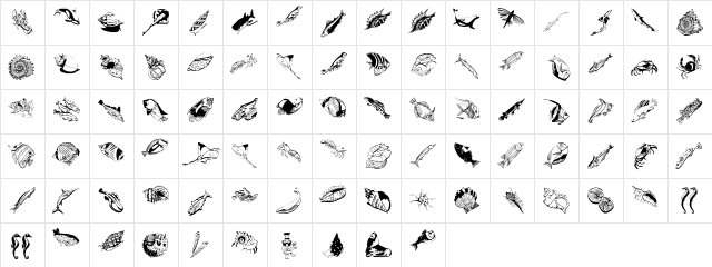 SwimmingBeautys Regular  glyph index