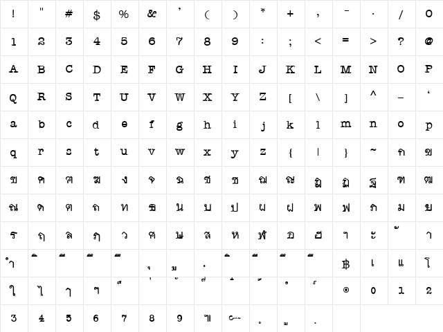 DSN DuSit Regular  glyph index