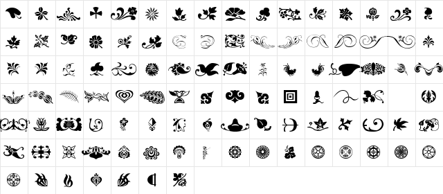 Alien Ornaments  glyph index