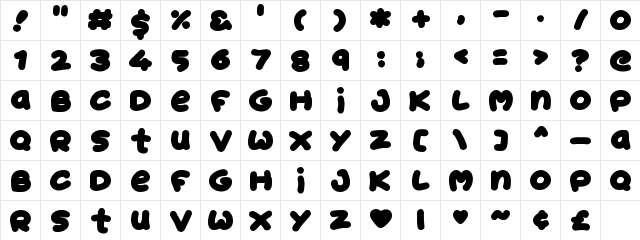 Jelly Donuts Regular  glyph index