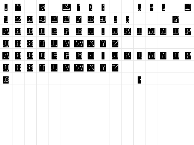 ReliefInReverse Ex Regular  glyph index