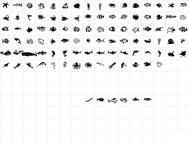 MiniPics LilFishies  glyph index