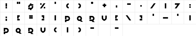 Greatsby Gat Regular  glyph index