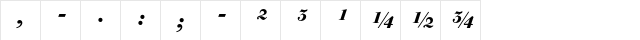 Bodoni Old Face BE Bold Italic Exp  glyph index