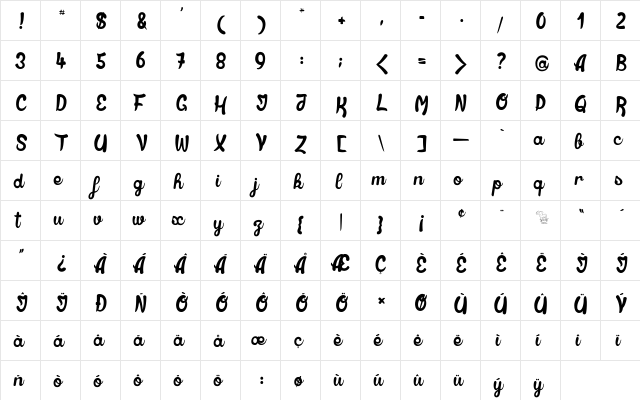 Indians Lives Regular  glyph index