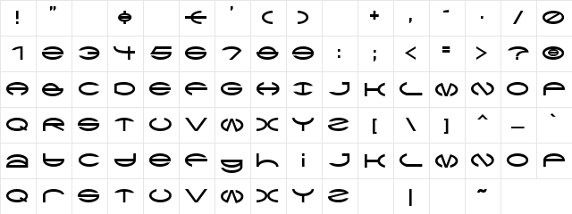 Boat Bill Regular  glyph index