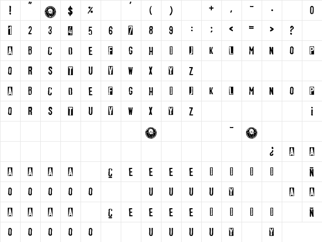 The King of Wall Regular  glyph index