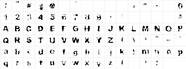 Valcano Regular  glyph index