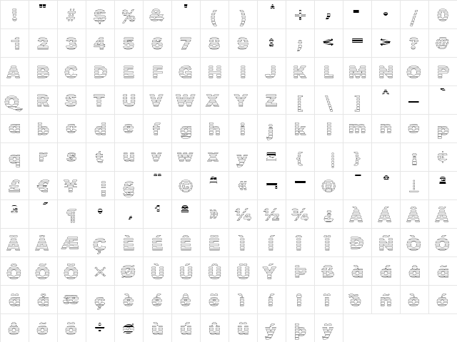TomBeckerGradoE Bold  glyph index
