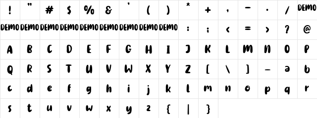 Other Side Demo Regular  glyph index