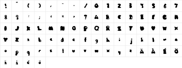 Jambotango Regular  glyph index