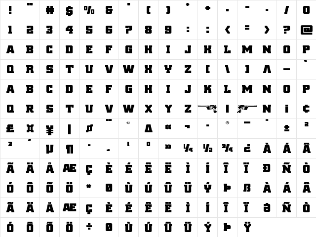 Red Delicious Expanded Expanded  glyph index