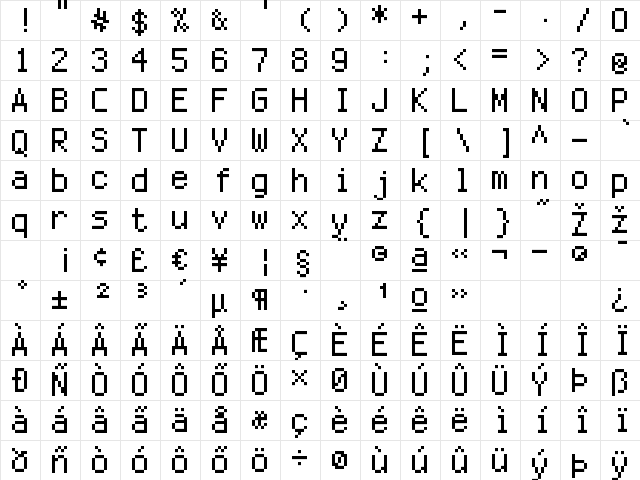 mono 08_56 Regular  glyph index