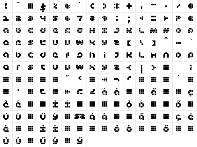 DS Platte Regular  glyph index