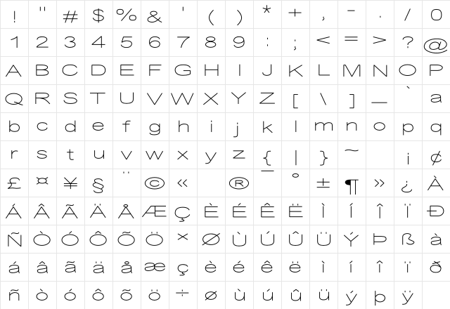 Desolator Light  glyph index