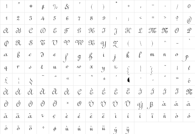 MethodoTwo Regular  glyph index