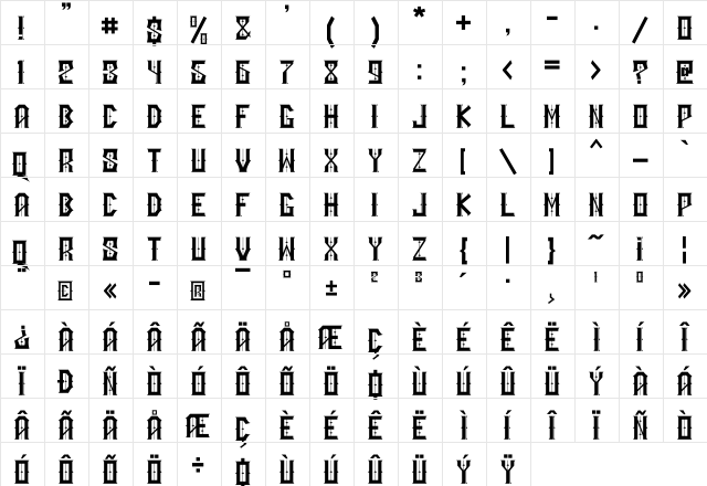 SADISH Regular  glyph index
