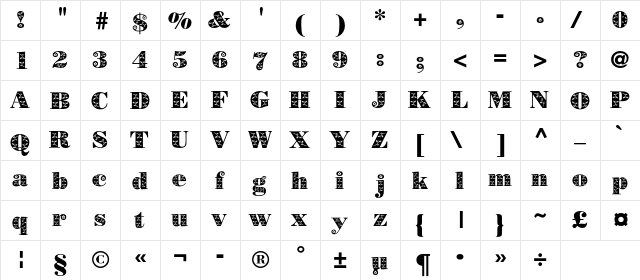 BorjomiDecor A Regular  glyph index
