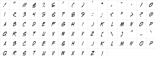 Wyld Stallyns Regular  glyph index