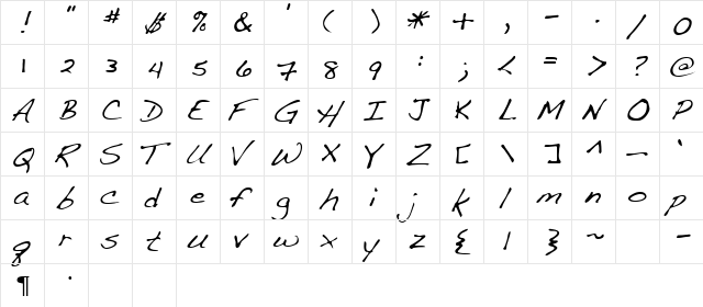 Dakota Regular  glyph index