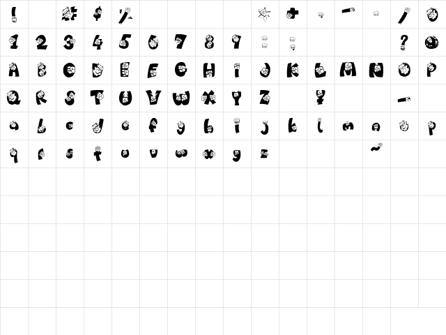 PUNCH!!!!! Regular  glyph index