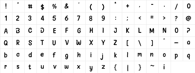 Veilsco Regular  glyph index