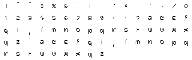 Pasty Normal  glyph index