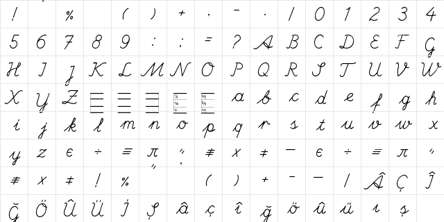 Hand Center Regular  glyph index