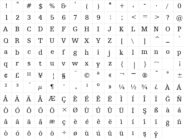 00345 Regular  glyph index